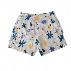 Zara Men’s Abstract Tropical Swim Trunks Beach Board Shorts Drawstring